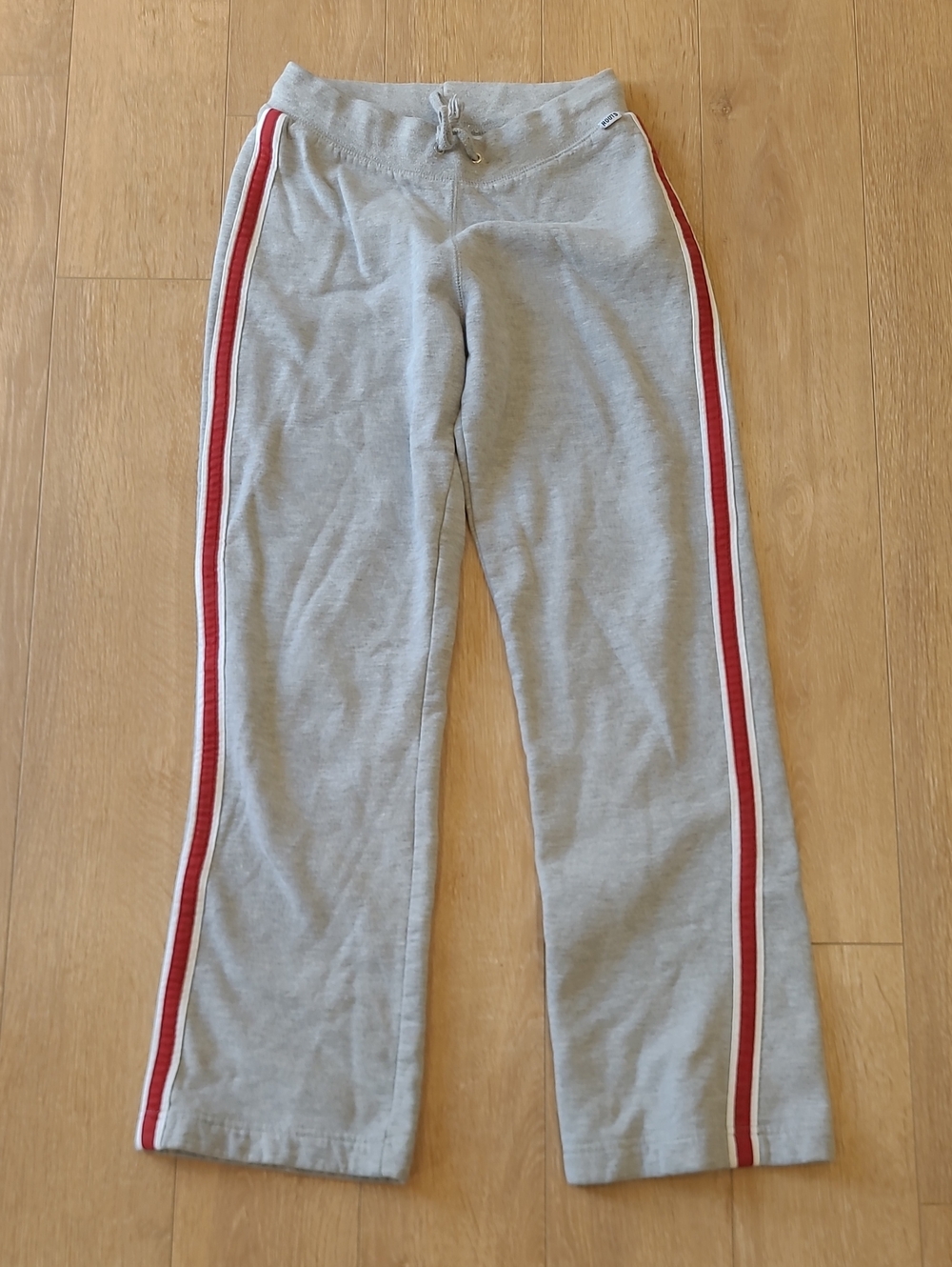 Roots Made In Canada Gray Sweatpants with Red & White Side Stripes